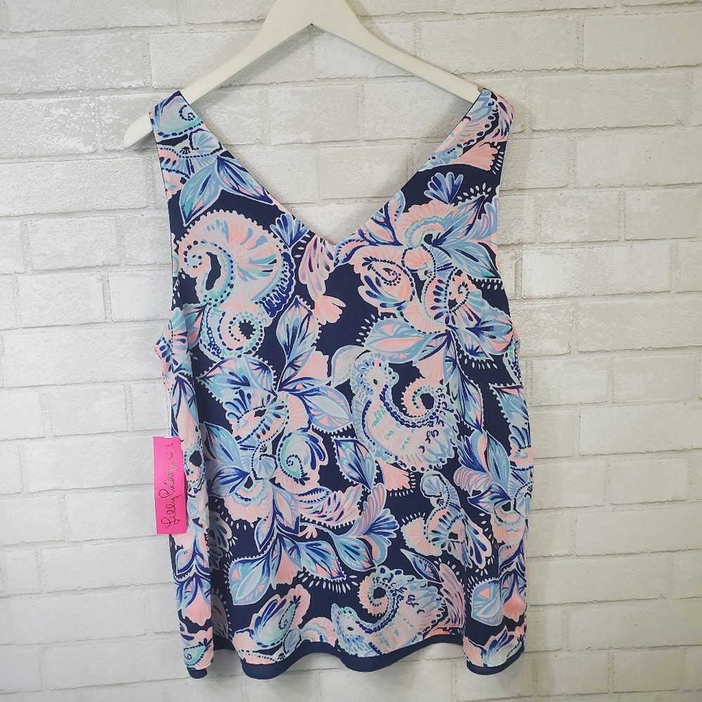 Lilly Pulitzer Reversible Navy Pink Floral Tank